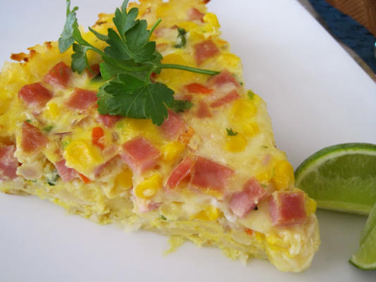 verse corn salsa frittata met hash brown crust