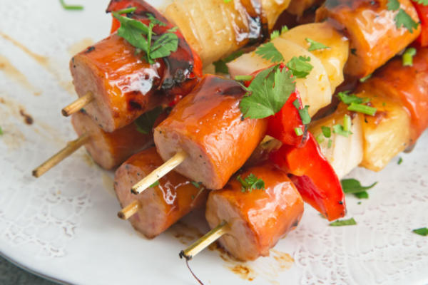 zoet en zuur Kielbasa Kabobs