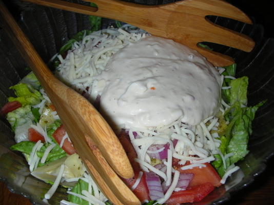 kaasachtige Italiaanse huissalade met Parmezaanse dressing