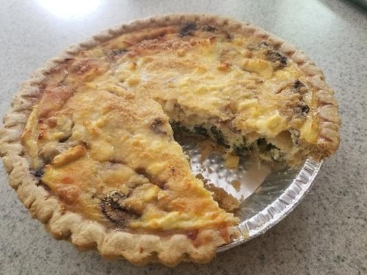 spinazie paddestoel kaasachtige quiche