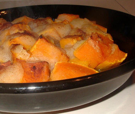 gebakken butternut squash met appels en ahornsiroop