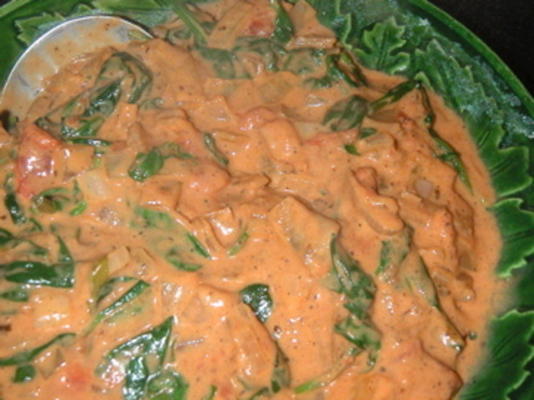 mchicha - tanzaniaans spinazie en pinda curry.