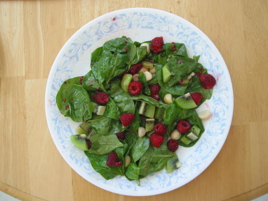 prachtige frambozen spinazie salade