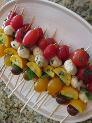 verse caprese plantaardige kabobs