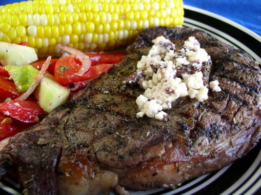 grecian skillet rib eyes