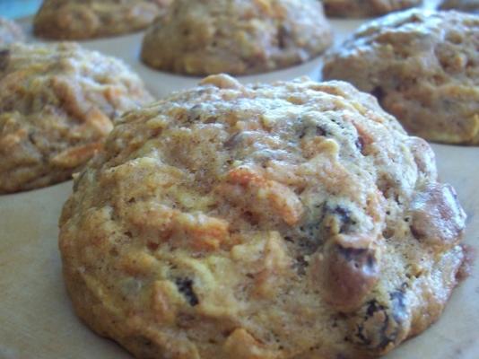 vochtige en vetarme wortel-rozijn-appel-muffins