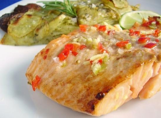 gegrilde zalm met limoen en gember