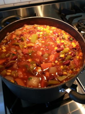 eenvoudige en heerlijke vegetarische chili met laag vetgehalte