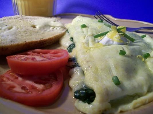 franse omelet met spinazie en Zwitserse kaas