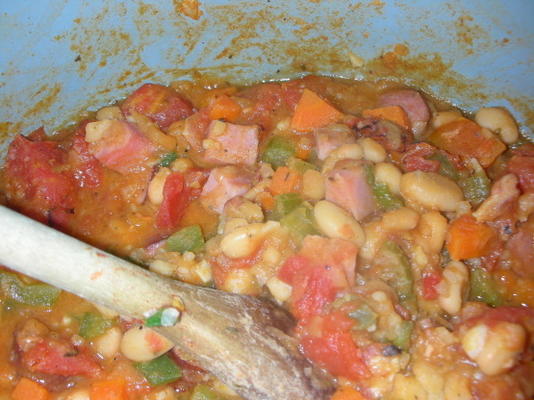 snelle en pittige cajun-stijl van witte bonensoep