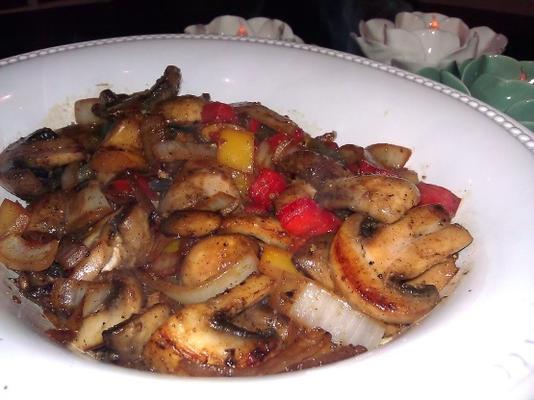 acadia's mushroom pepper onion stir fry