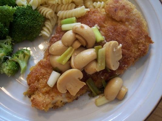 kip piccata met groene uien en champignons (landelijke stijl)