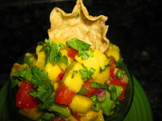 avocado, tomaat en mangosalsa