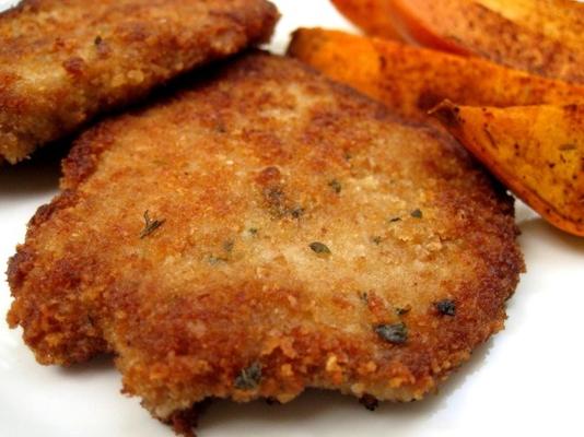 varkensvlees met schnitzel van parmezaanse kaas