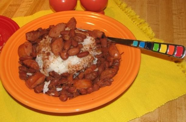 erg traag koken rode bonen en rijst