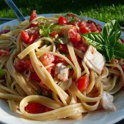 fettuccini met basilicum en brie