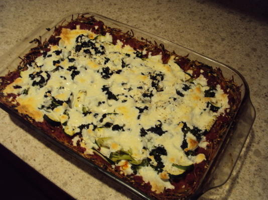 vegetarische spaghetti pizza