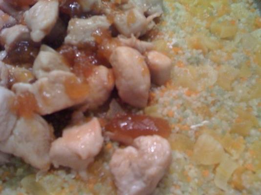 abrikoos geglazuurde kip en couscous
