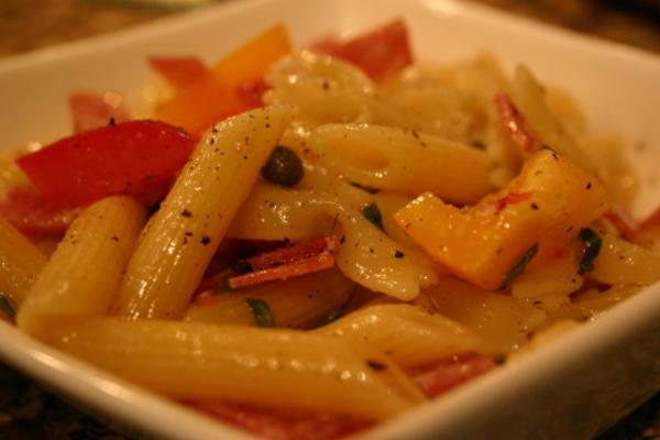 eenvoudige Italiaanse salami pastasalade