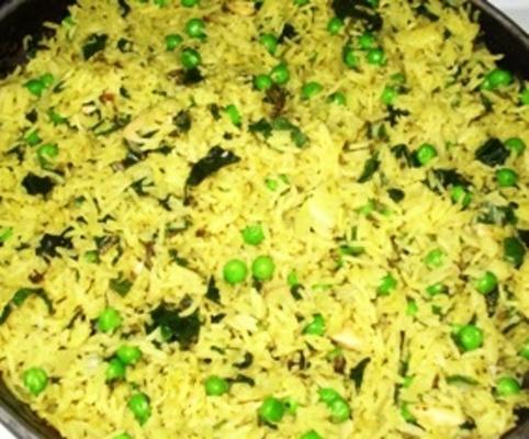 basmati rijst met cashewnoten, erwten en verse koriander