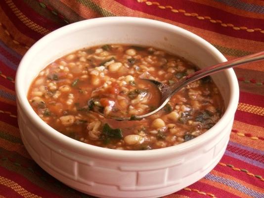 kruik pot bonen en spinazie soep
