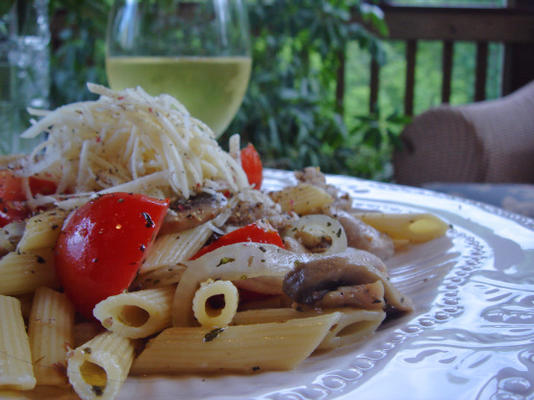 pasta met kip en champignons