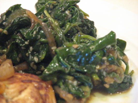 gebakken spinazie met sesam - koreaans