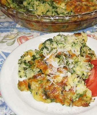 spinazie, rijst en feta taart
