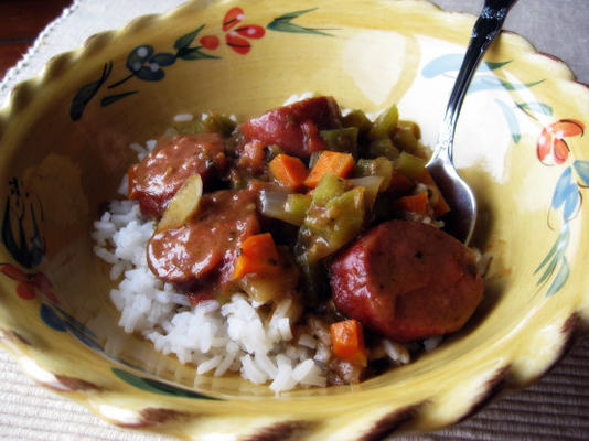 gerookte worst gumbo (slow cooker)