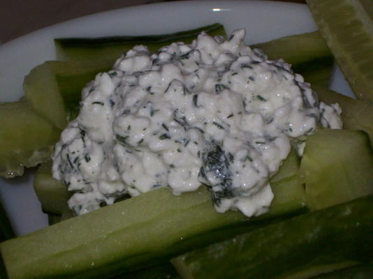 dieetvriendelijke dille dip, spread of saladedressing