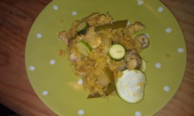 paella met kip, courgette en rozemarijn