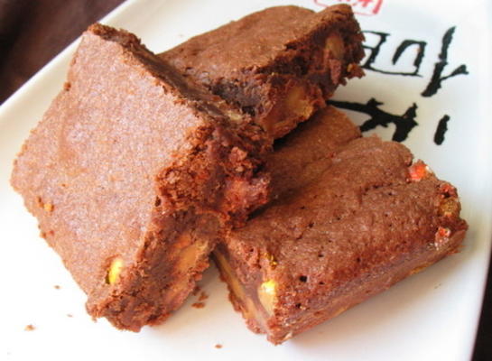 drievoudige chocoladezachte toffee brownies
