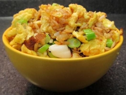 gebakken rijst met eieren en lente-uitjes