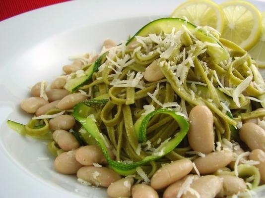 gebakken courgette en fettuccine