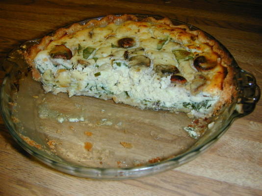 ricotta-spinazie-paddestoel quiche