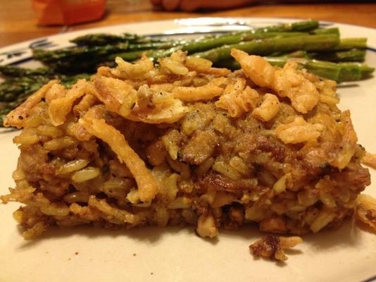 bruine rijst, noot en tempeh braadpan
