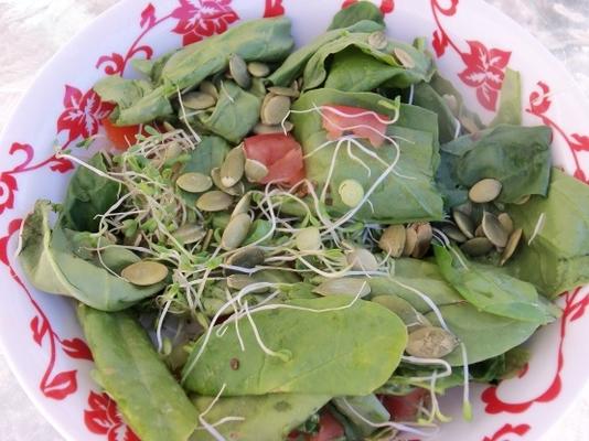 spinazie en pompoenzaadsalade