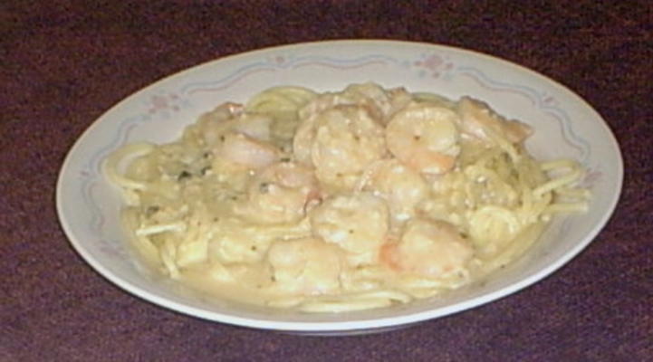 knoflook garnalen met noedels