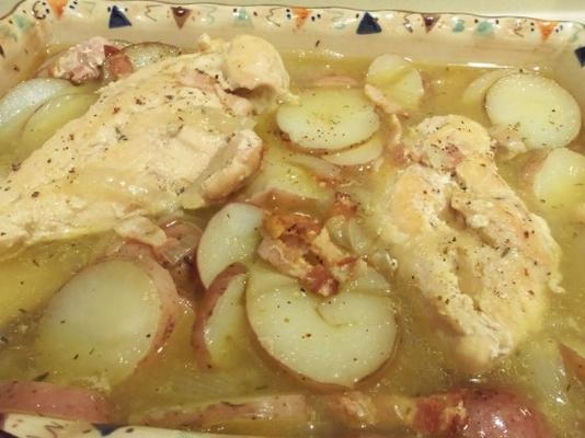 gestoofde kip (kippenbraadpan met aardappelen, spek en ui