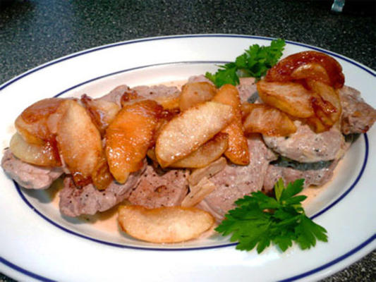 varkenshaas met appels, calvados en appelcider
