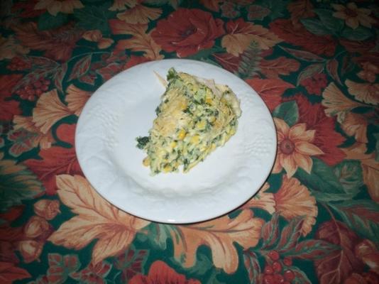 Courgette-zoete maïs-ricotta-quiche