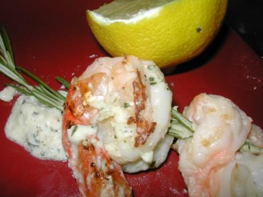 doorstoken rozemarijngarnalen met muntpesto