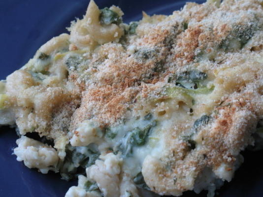rokerige spinazie, macaroni en kaas