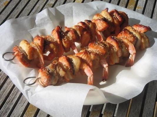 maanzaad zalm kebabs / spiesjes