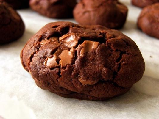 chocoladekoekjes met chocolade omhulde rozijnen