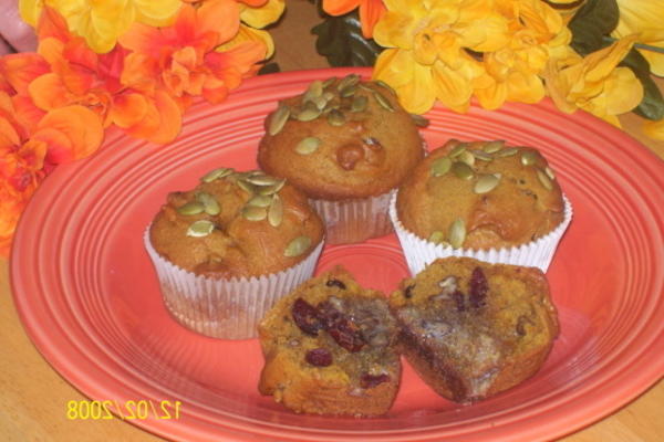 cranberry pompoen muffins