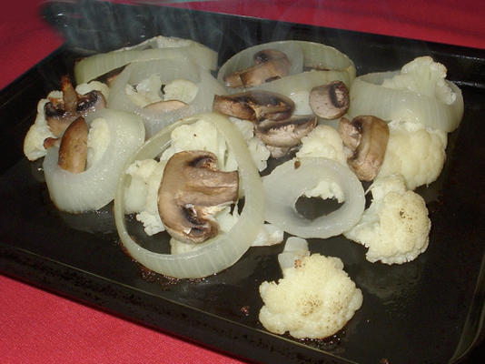 bloemkool met champignons en uien