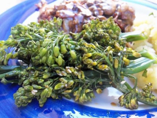 gestoomde broccolini met honing-sojasaus
