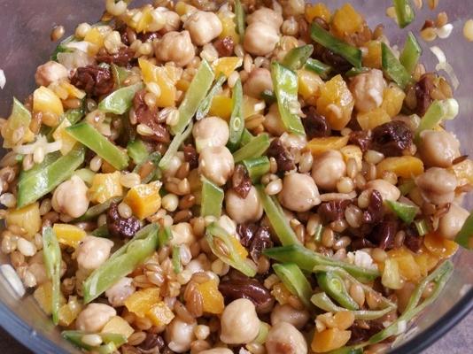 wheat berry salade met gedroogde abrikozen