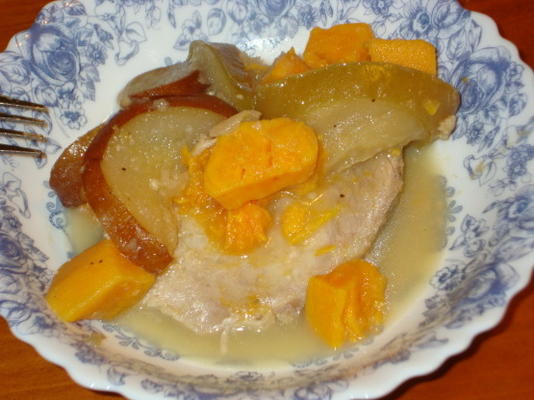 crock pot varkenshaas met appels en zoete aardappelen